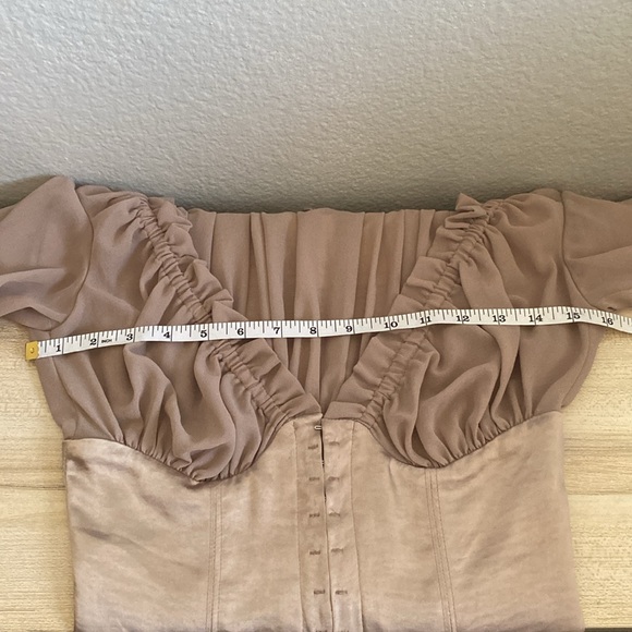 House of CB Gia Bustier Corset Long Sleeve Satin Billowy Sleeve Mini Dress XS - Picture 10 of 14